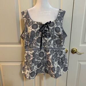Avenue blue and white lace-up tank top,  size 18/20